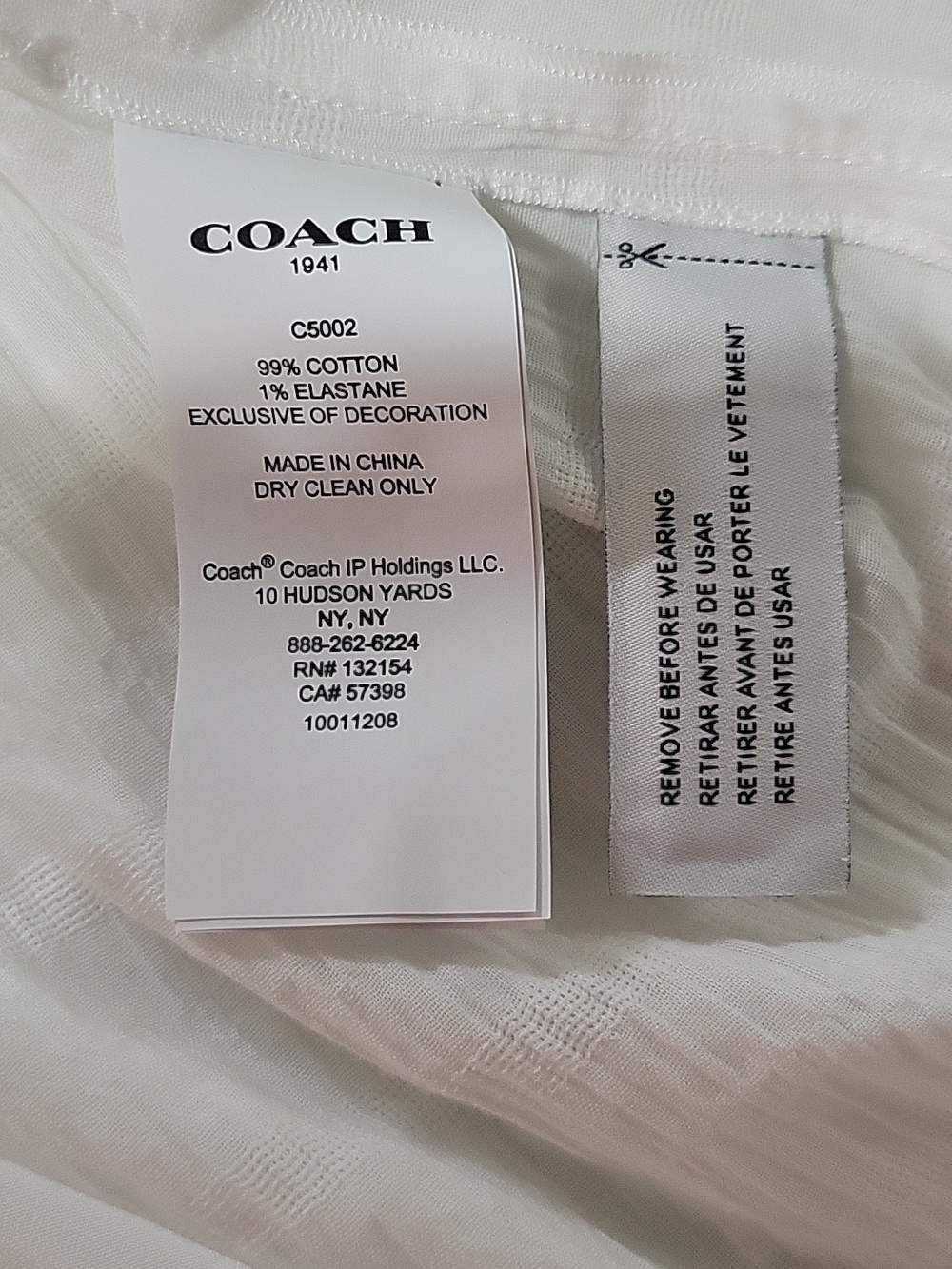 NWOT Coach 2 White Lace-Trim Cotton Midi Dress With Pockets - Picture 5 of 8